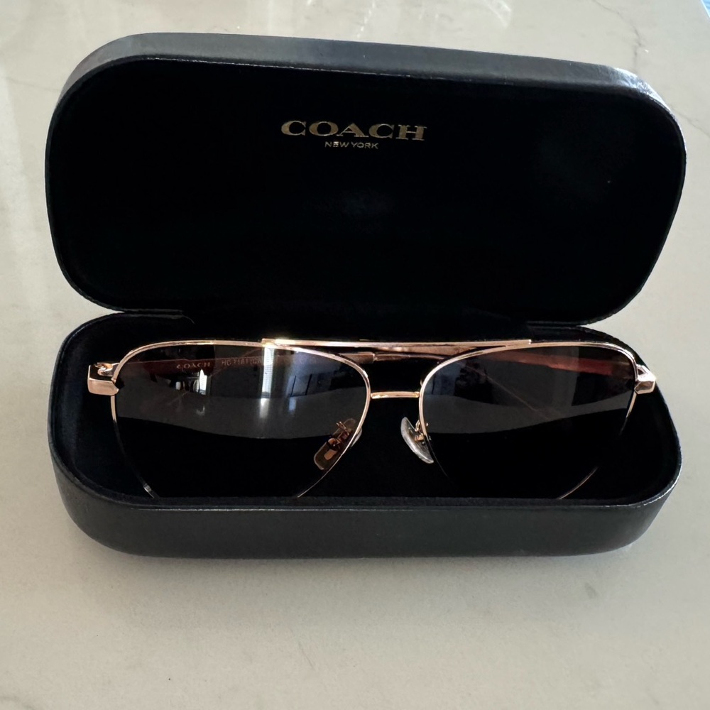 Coach Rose Gold Aviator Sunglasses